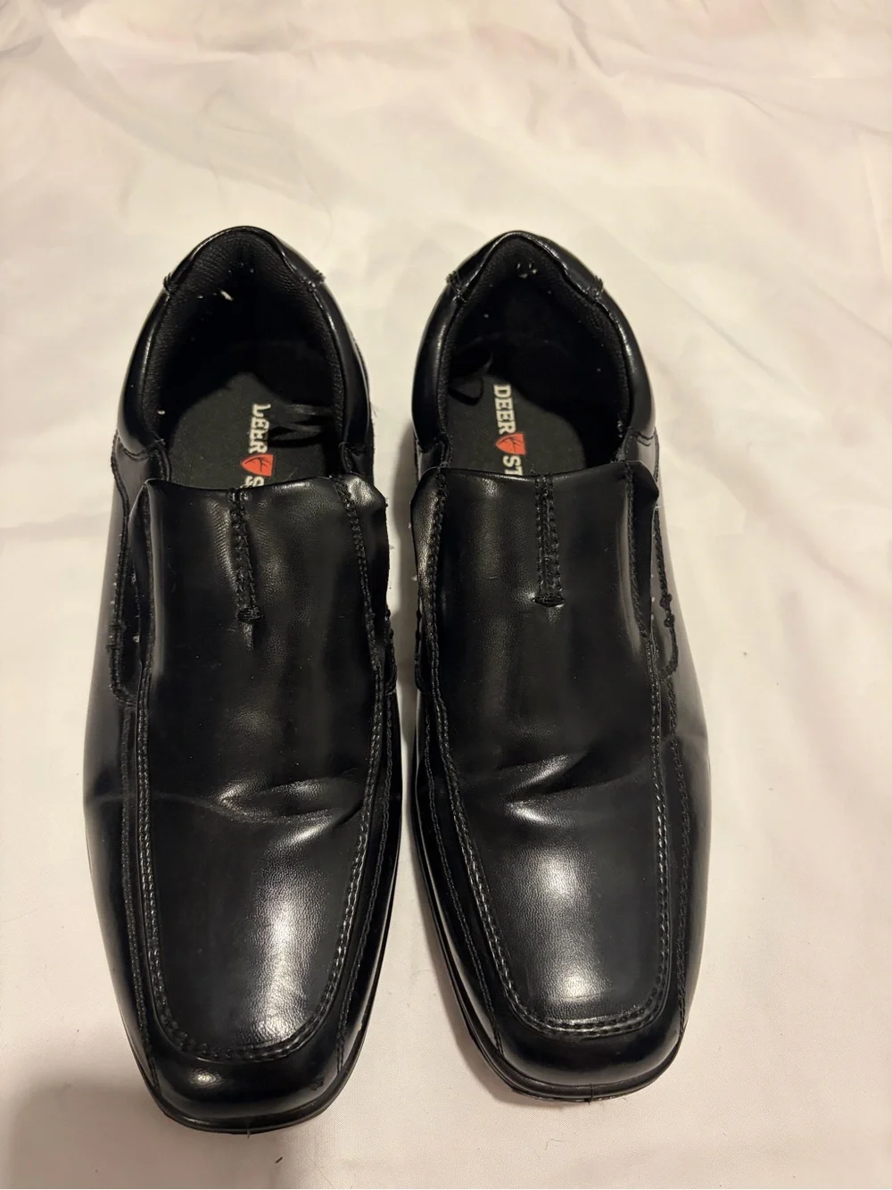 Deer Stags Black Boys' Slip-On Square-Toe Dress Shoes